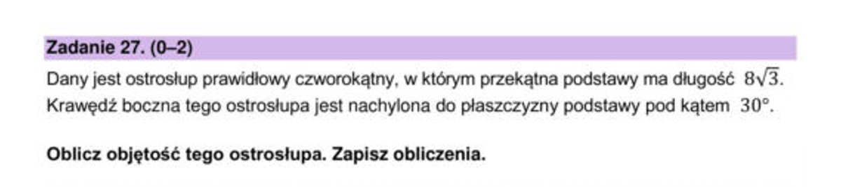 Matura podstawowa z matematyki 2026 - zadanie 27 - treść